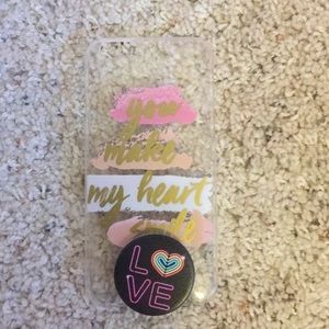 Clear phone case with pop socket